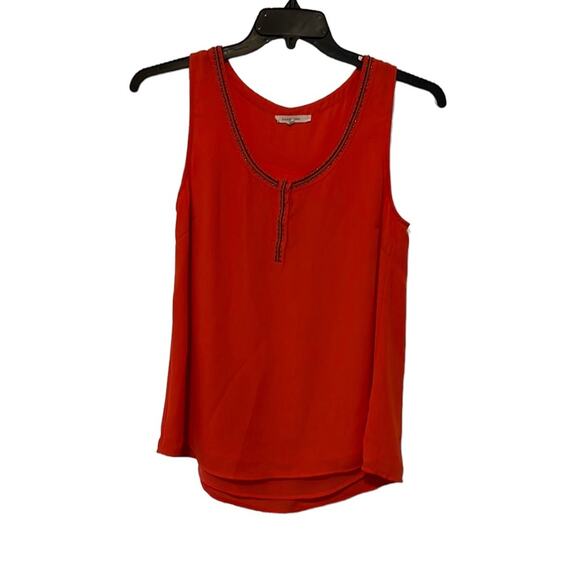 41 Hawthorn Coral Beaded Neckline Hidden Button Up Tank - Picture 1 of 13